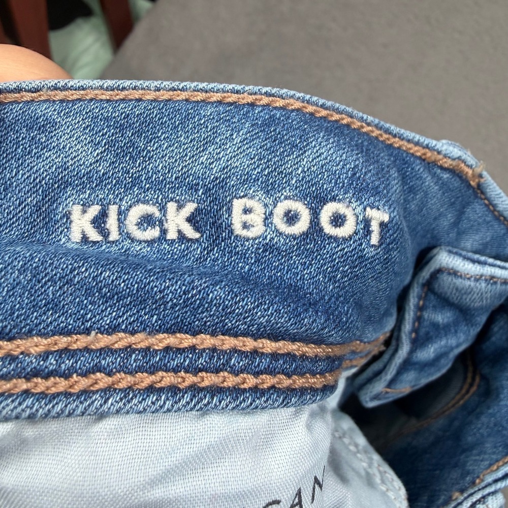 American Eagle Kick Boot Jeans Womens 6 Short Next Level Stretch Raw Hem Blue - Picture 8 of 13